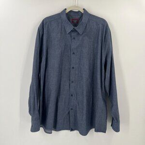 UNTUCKit Men's 3XL Long Sleeve Shirt Blue Chambray Classic Fit 100% Cotton